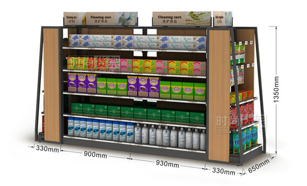 便利店貨架_中島貨架_木背板貨架