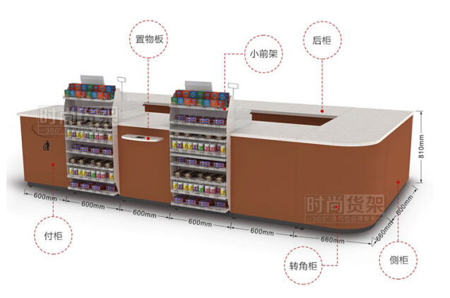 超市收銀臺_組合式收銀柜臺